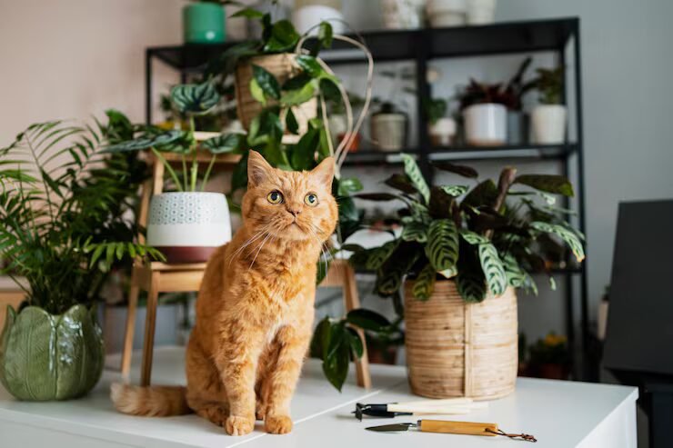 Chat d’appartement jouant