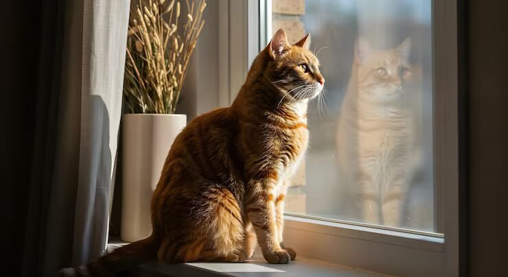 Chat observant par la fenêtre