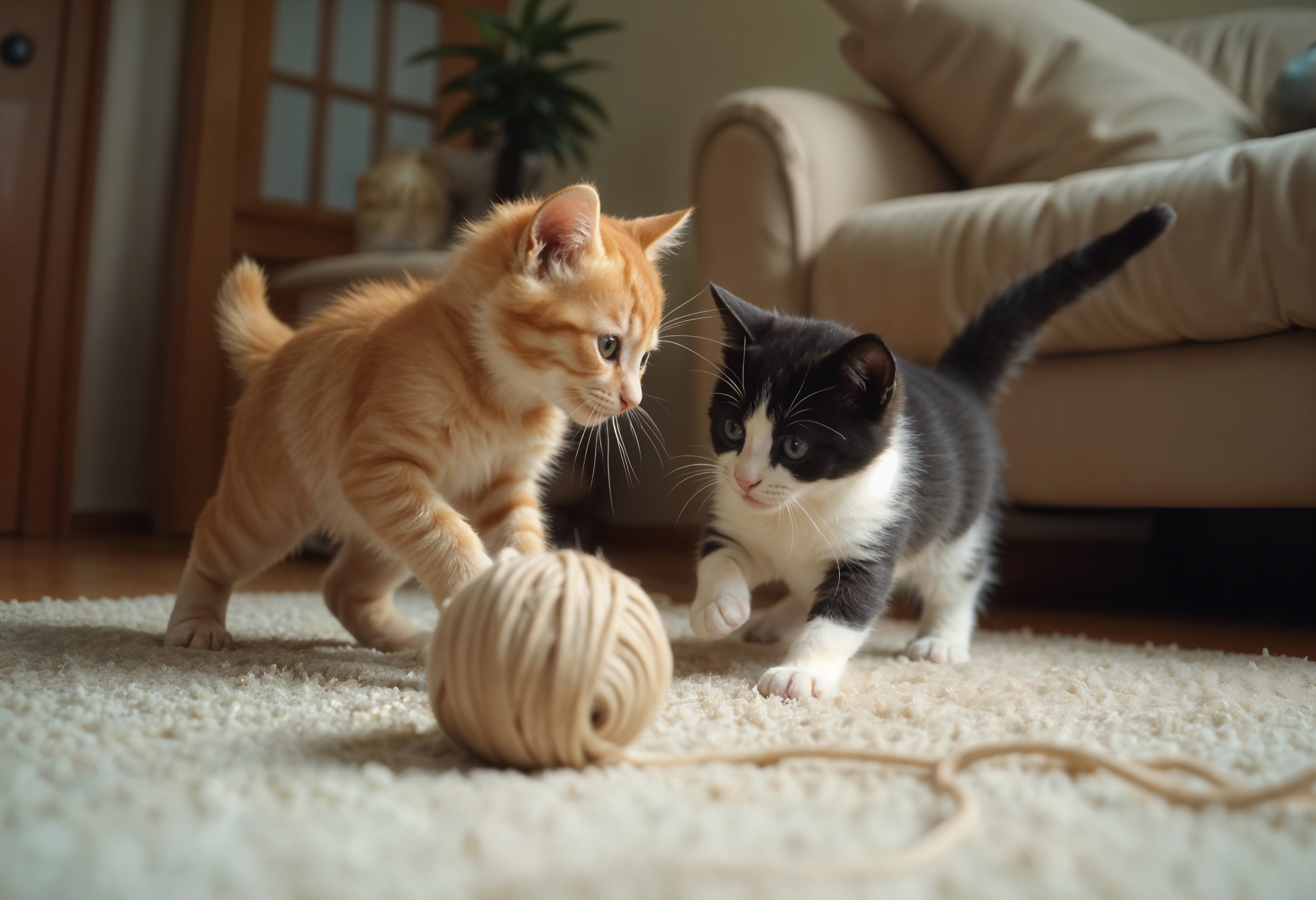 Chat jouant à la maison
