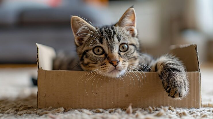 Chat jouant avec un jouet