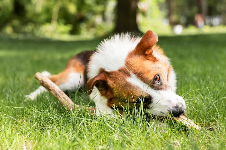 Chien se rafraîchissant en été